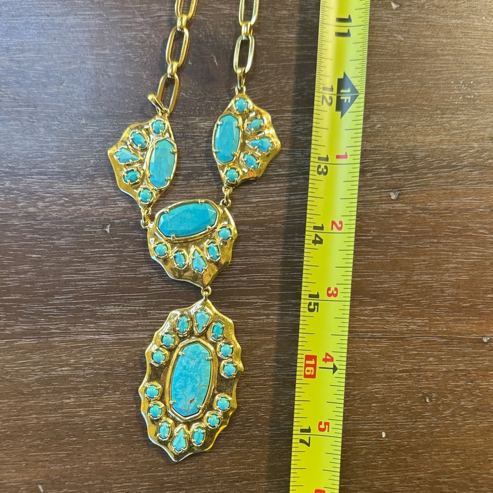 Kendra Scott Turquoise and Gold Statement Necklace - Picture 4 of 4